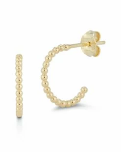 Ember Fine Jewelry 14K Beaded Hoops Women Earrings