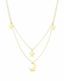 Ember Fine Jewelry 14K Layered Stars & Moon Necklace Women Necklaces