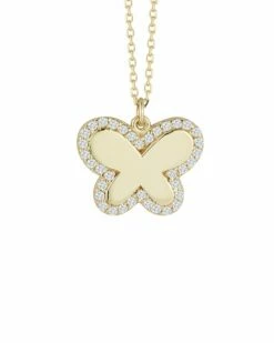 Ember Fine Jewelry 14K 0.19 Ct. Tw. Diamond Butterfly Necklace Women Necklaces