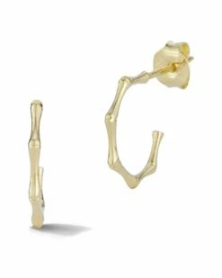 Ember Fine Jewelry 14K Diamond Bamboo Hoops Women Earrings