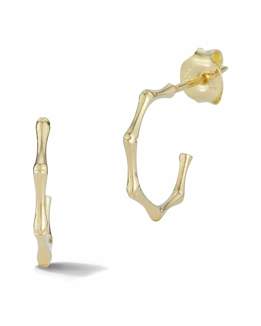 Ember Fine Jewelry 14K Diamond Bamboo Hoops Women Earrings 3 Ember Fine Jewelry 14K Diamond Bamboo Hoops Women Earrings