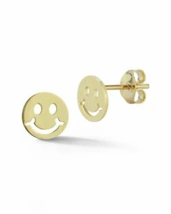 Ember Fine Jewelry 14K Smiley Face Studs Women Earrings