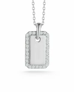Ember Fine Jewelry 14K 0.19 Ct. Tw. Diamond Tag Necklace Women Necklaces