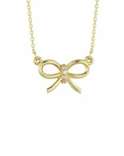 Ember Fine Jewelry 14K Diamond Bow Necklace Women Necklaces