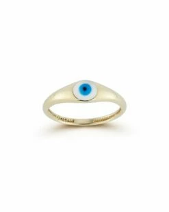 Ember Fine Jewelry 14K Enamel Evil Eye Signet Ring Women Rings