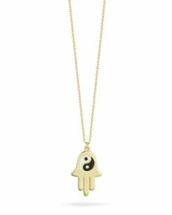 Ember Fine Jewelry 14K Enamel Ying Yang Hamsa Necklace Women Necklaces