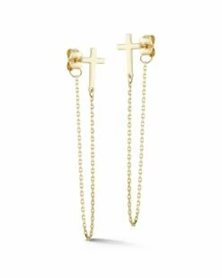 Ember Fine Jewelry 14K Cross Chain Earrings Women