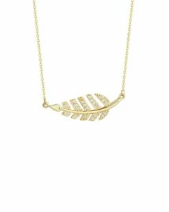 Ember Fine Jewelry 14K 0.13 Ct. Tw. Diamond Leaf Necklace Women Necklaces