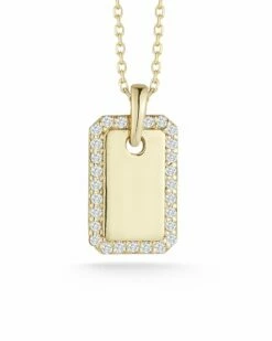 Ember Fine Jewelry 14K 0.19 Ct. Tw. Diamond Tag Necklace Women Necklaces
