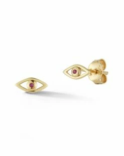 Ember Fine Jewelry 14K Diamond & Ruby Evil Eye Studs Women Earrings