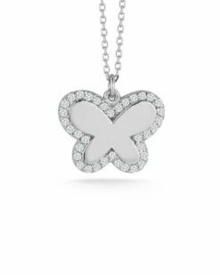 Ember Fine Jewelry 14K 0.19 Ct. Tw. Diamond Butterfly Necklace Women Necklaces