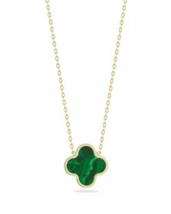 Ember Fine Jewelry 14K Malachite Clover Necklace Women Necklaces