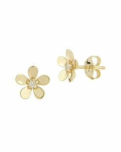 Ember Fine Jewelry 14K Diamond Flower Studs Women Earrings