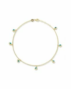 Ember Fine Jewelry 14K Evil Eye Charm Ankle Bracelet Women Bracelets