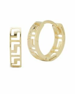 Ember Fine Jewelry 14K Greek Key Huggie Earrings Women