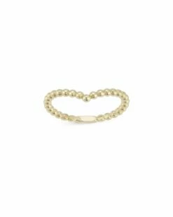 Ember Fine Jewelry 14K Beaded V Ring Women Rings
