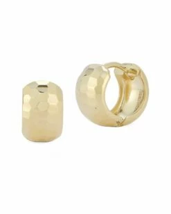 Ember Fine Jewelry 14K Wide Hammered Bold Huggie Earrings Women