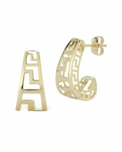 Ember Fine Jewelry 14K Graduated Greek Key Earrings Women