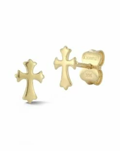 Ember Fine Jewelry 14K Dagger Cross Studs Women Earrings