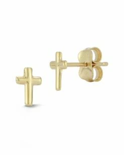 Ember Fine Jewelry 14K Dainty Cross Studs Women Earrings