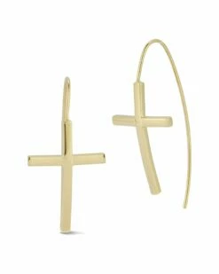 Ember Fine Jewelry 14K Cross Threader Earrings Women