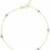 Ember Fine Jewelry 14K Turquoise Station Anklet Women Bracelets